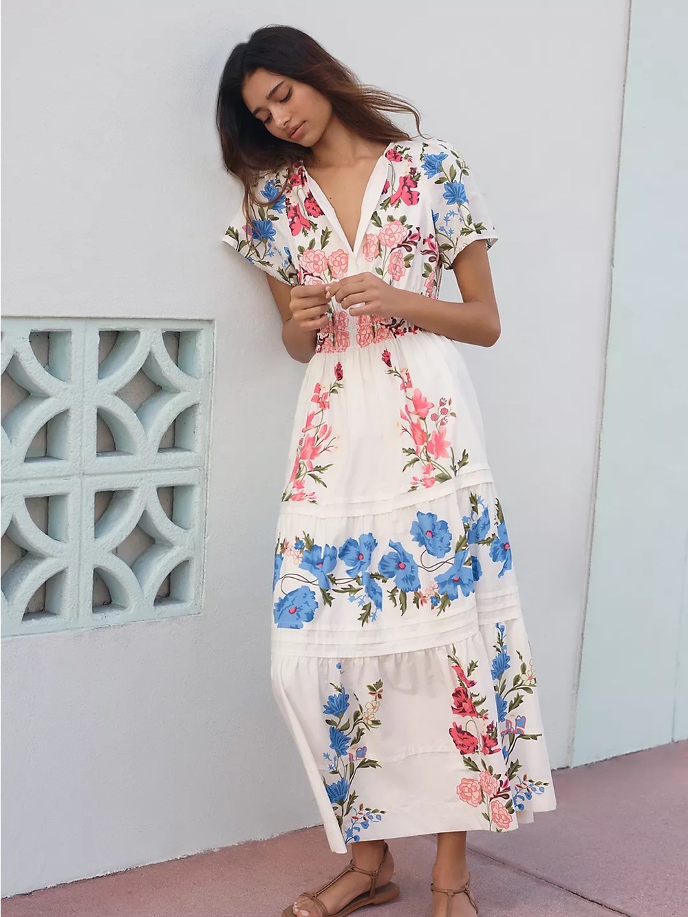 Anthropologie Somerset Maxi Dress white floral